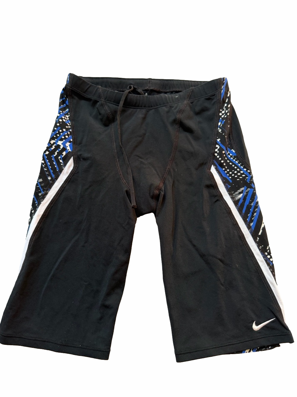 Nike Black Swim Team Practice Suit Jammer Blue White Accents Men Size 30
